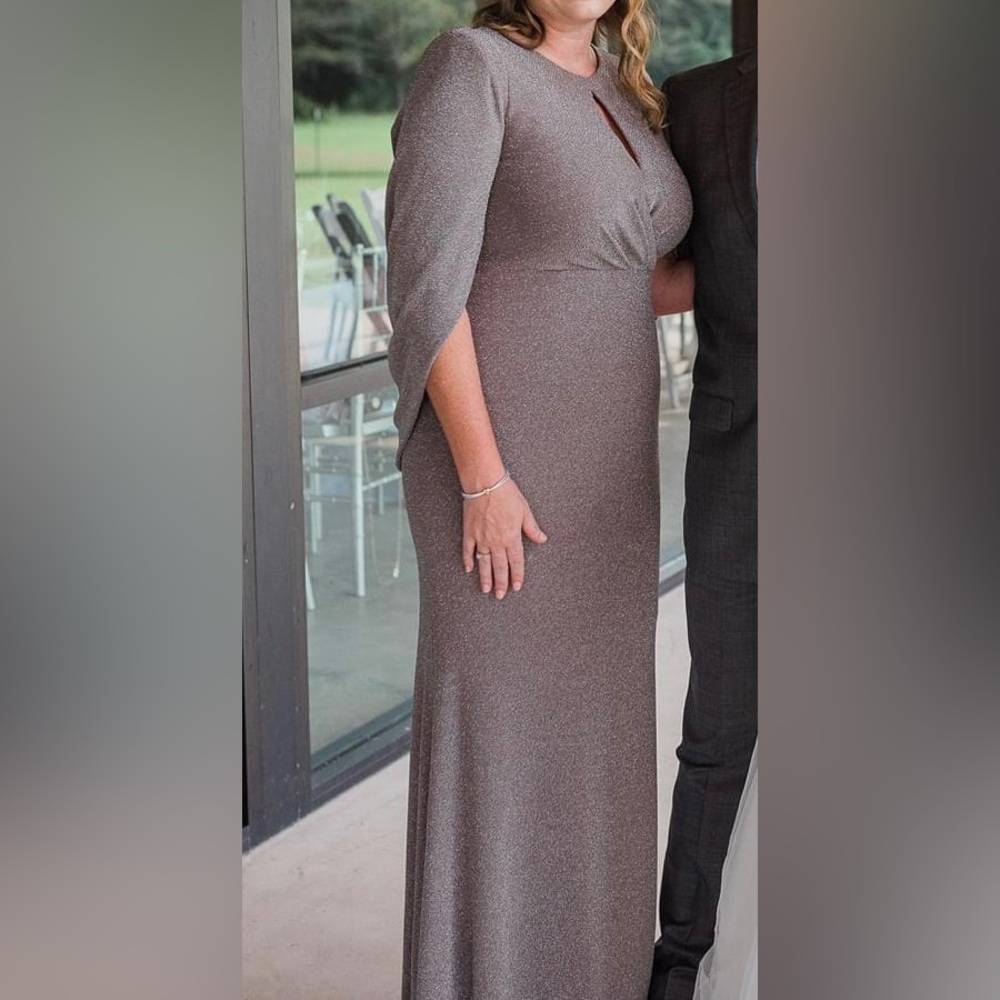 Betsy & Adam Formal Dress Taupe Gray